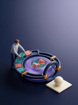 Person engaging with colorful educational tool for inclusive learning experience