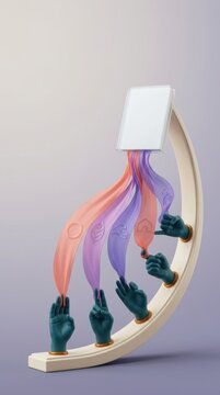 3D render of hands reaching towards a tablet symbolizing global inclusive learning