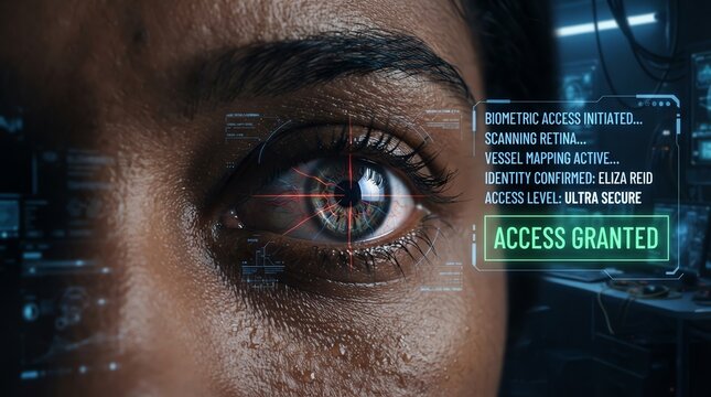 Biometric Retinal Scan with Access Granted Digital HUD Interface