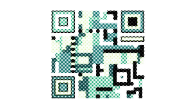 Abstract QR code pattern with teal and black geometric design vector
