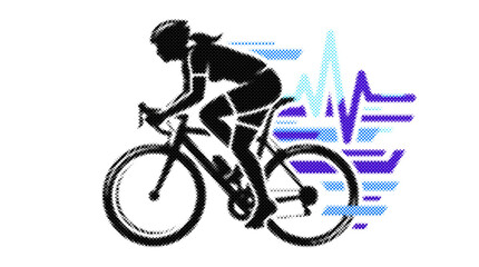 Naklejka premium Silhouette of cyclist with colorful abstract background vector art