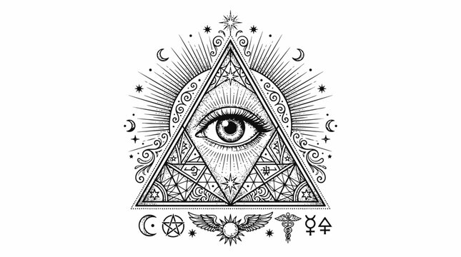 Detailed third eye tattoo design with intricate geometric patterns and celestial elements tatoo