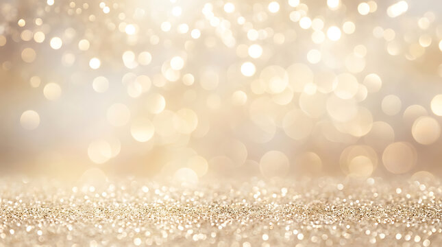 Golden glitter sparkle background with glowing bokeh lights for festive celebration