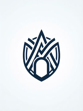 Minimalist geometric mountain emblem featuring bold angular lines and a modern abstract design on a clean white background. Suitable for branding, outdoor businesses, sports teams, adventure companies