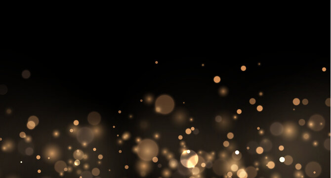 Warm golden glitter shines against a deep black background. Floating bokeh circles and sparkling dust create a premium celebration effect.