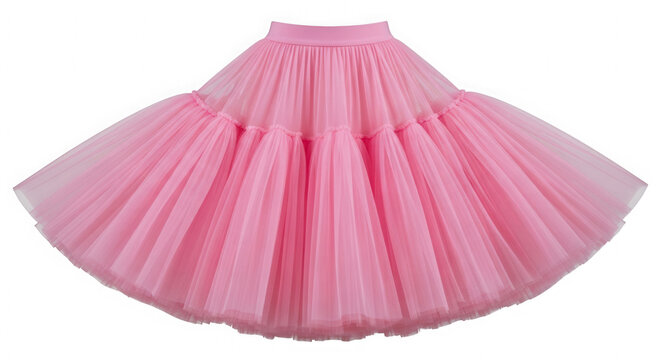 Pink tulle tutu skirt for a little girl or ballet dancer isolated on transparent background