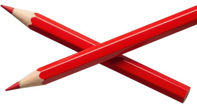 Two red pencils crossed over each other on white background illustration