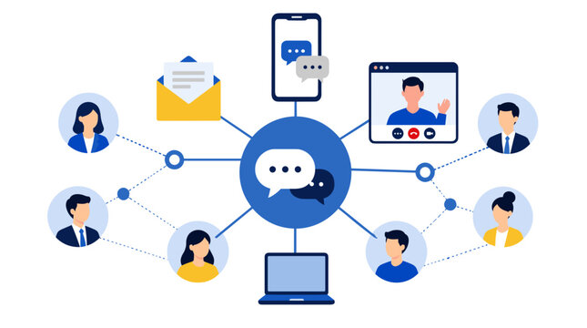 Online Collaboration Network With Central Chat Hub.