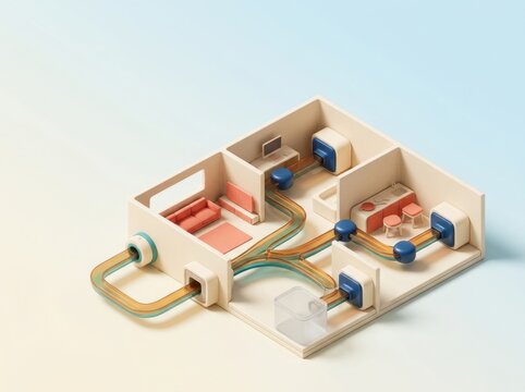 3D rendering of educational layout for global inclusive learning and collaboration