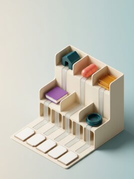 Modern desktop organizational holder with various stationery items for workspace