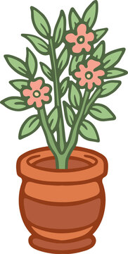 Potted Houseplant in Ceramic Vase Vector