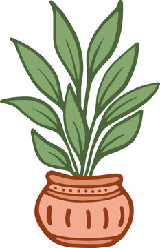 Potted Houseplant in Ceramic Vase Vector