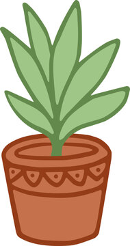 Potted Houseplant in Ceramic Vase Vector