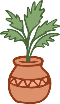 Potted Houseplant in Ceramic Vase Vector
