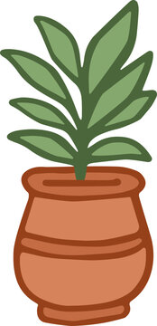 Potted Houseplant in Ceramic Vase Vector