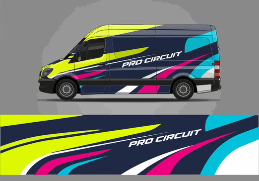 Colorful van wrap with dynamic pro circuit design