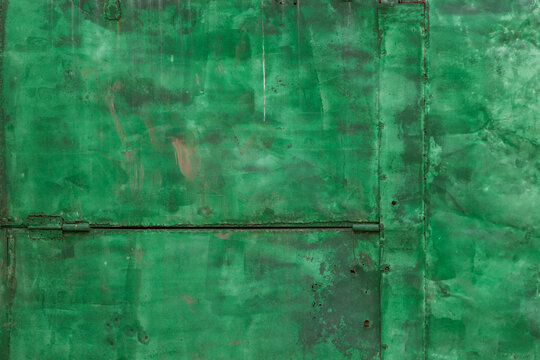 Distressed Green Painted Metal Surface Background