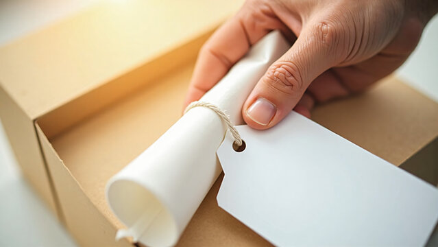 Gift Unwrapping Hand with Text Space for Marketing