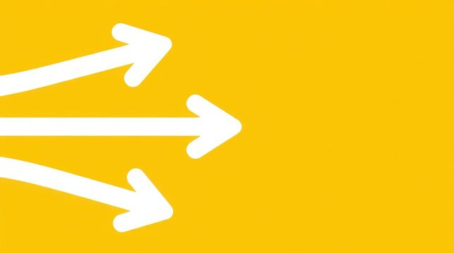 Three white arrows pointing right on a yellow background