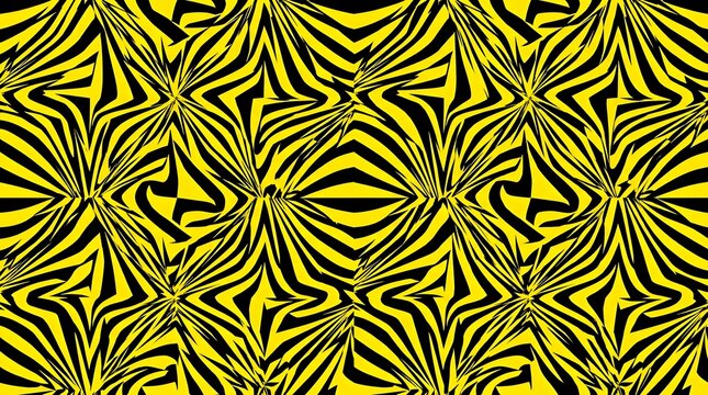 Abstract Yellow and Black Geometric Optical Illusion Pattern Design