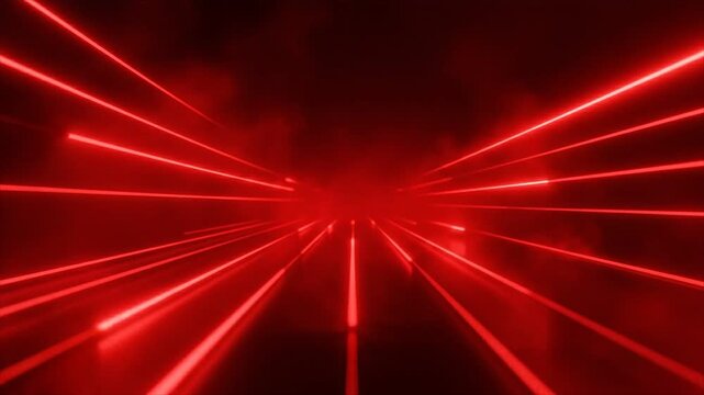 Red neon lines extend through black space creating a dynamic seamless futuristic technology background.