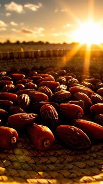 Timelapse of date palm mats drying in the sun