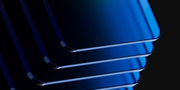 Abstract blue glass slab stack for corporate data storage