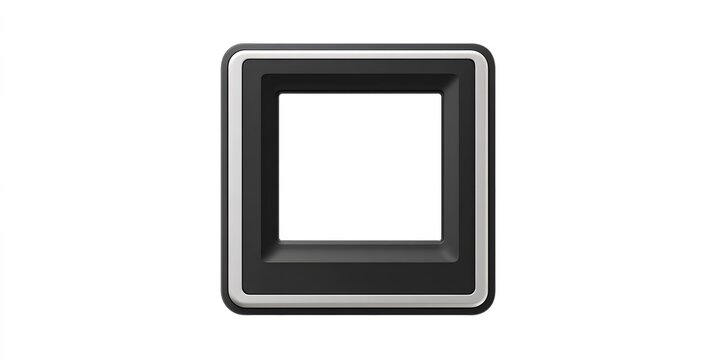 A black square frame with rounded corners is centered on a plain white background