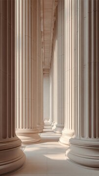 Majestic classical colonnade with grand stone pillars in perspective