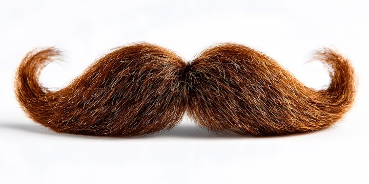 Brown handlebar moustache isolated on white background