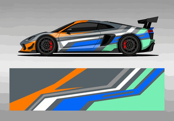 Fototapeta premium Colorful sports car with dynamic racing decals and sleek design