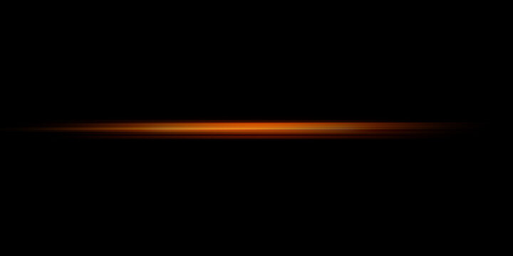 Orange horizontal light effect. Laser effect of speed and brilliance of sparks.