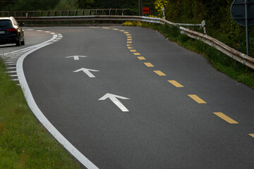 Obraz premium Winding Mountain Road Through a Green Valley.