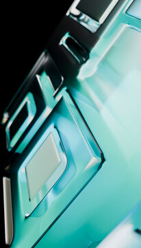 Close-up of blue-lit keyboard macro buttons with glossy finish