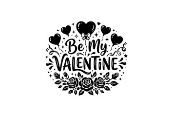 Fototapeta premium Hand-drawn Valentine's Day card with hearts, roses, and romantic calligraphy for love celebration