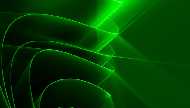 Digital green abstract curves creating a fluid modern visual effect
