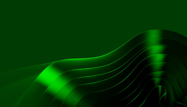 Smooth layered green waves form a modern abstract digital design