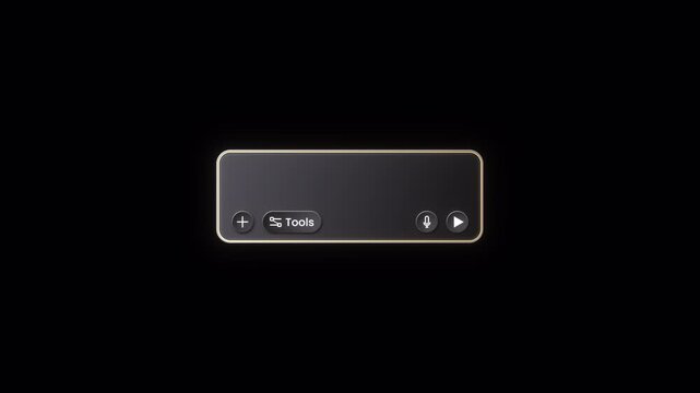 Glowing AI prompt bar UI animation with Tools button on transparent background