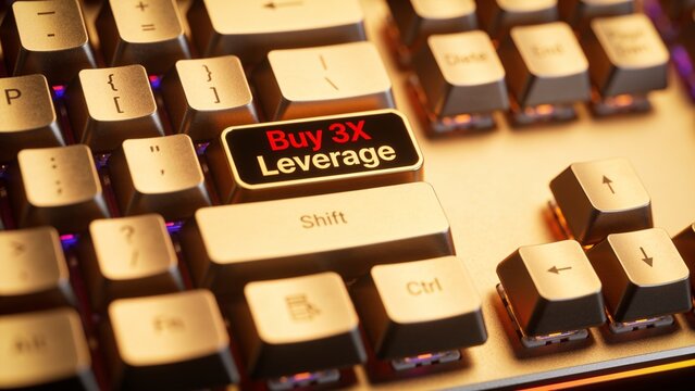 custom made premium keyboard with premium key labeled "Buy 3X Leverage"