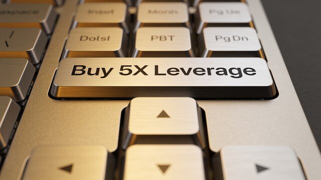 custom made premium keyboard with premium key labeled "Buy 5X Leverage"