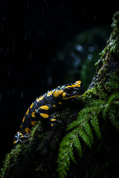 Fire Salamander in Rainforest &ndash; Biodiversity and Conservation