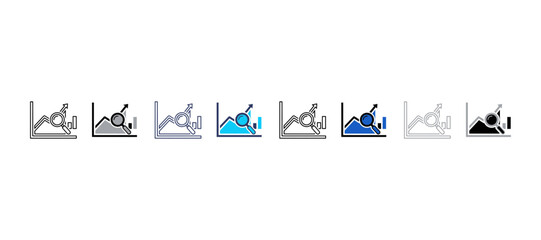Fototapeta premium Data analysis concept vector illustration featuring financial growth charts and magnifying glass analysis magnifier statistics business illustration financial information research