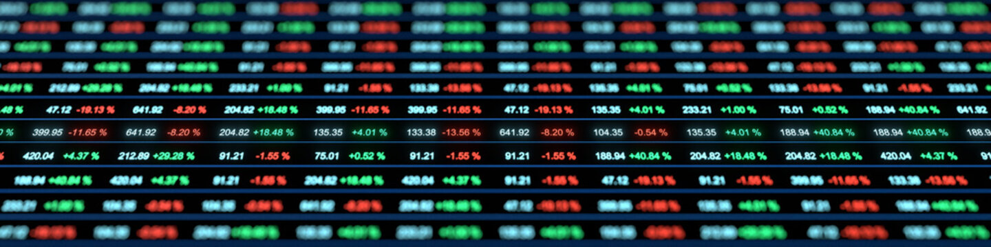 Business data spreadsheet with financial figures, percentage changes. Corporate business and finance, analytics, prices, market data and research, controlling, growth, financial accounting and taxes.