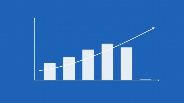 Blue blueprint grid background with white graph axes footage for data visualization.