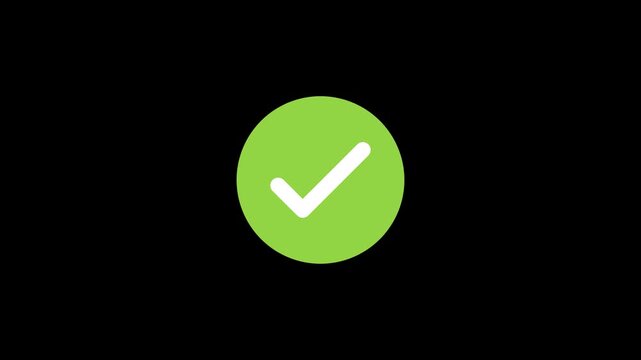 check list button pop up motion on black