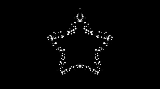 Luxury white glitter sparkle line trail with magical stars, glowing pixie dust, shimmering fairy particles and Christmas sparkle effects isolated on black screen background in seamless ultra HD 4K