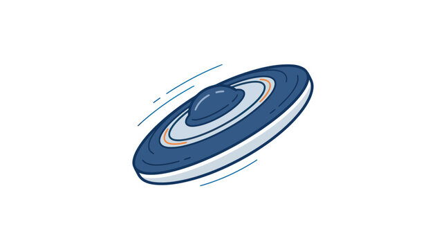 Blue flying saucer UFO flat vector icon