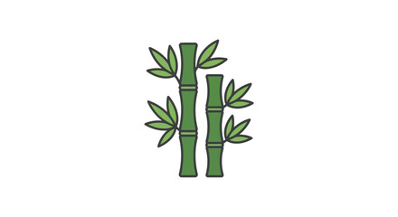 Naklejka premium Green bamboo stalks icon with leaves.