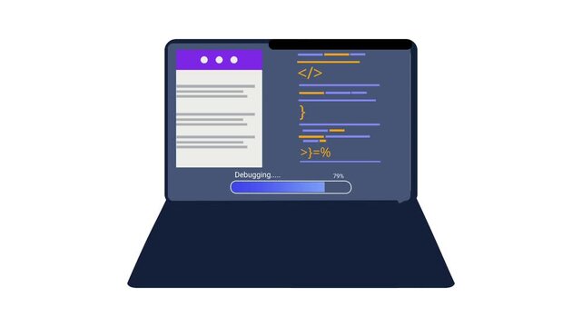 Laptop Debugging Code Animation | Software Development & Programming Concept Motion