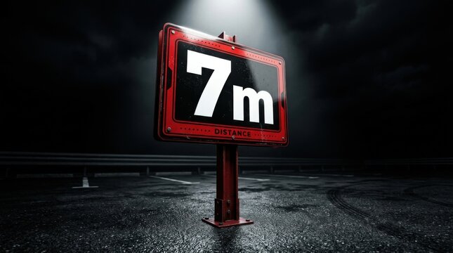 Distance Marker Sign In Dramatic Lighting